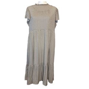Bohme Tiered Midi Dress Size M Boho Cottagecore Modest‎ Flowy Fully Lined
